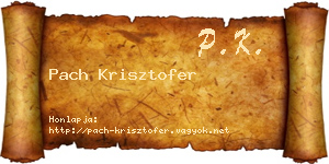 Pach Krisztofer névjegykártya